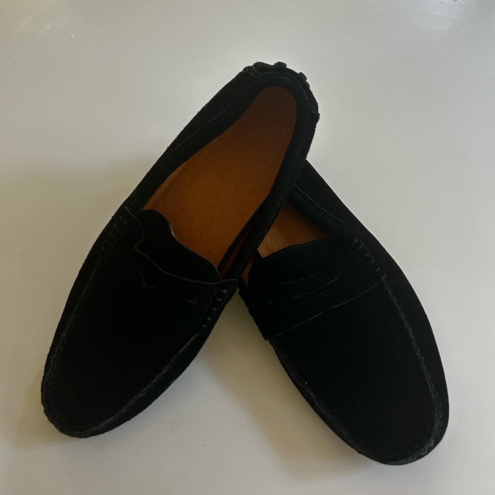 Italian Black Suede Loafers for Men